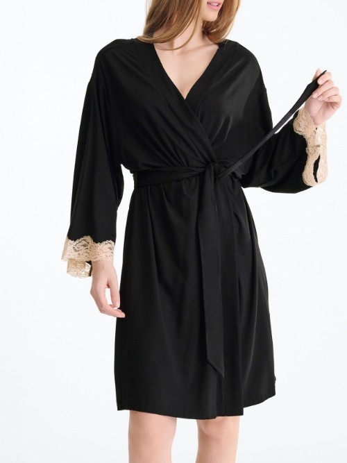 Lisca Nachtmode Tania schwarz kimono