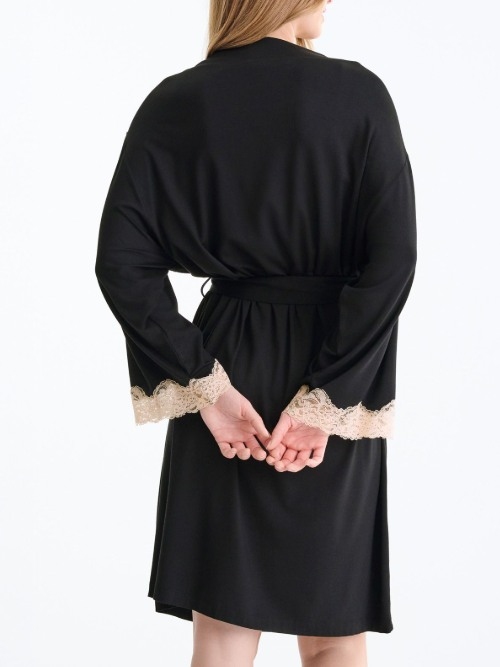 Lisca Nachtmode Tania schwarz kimono