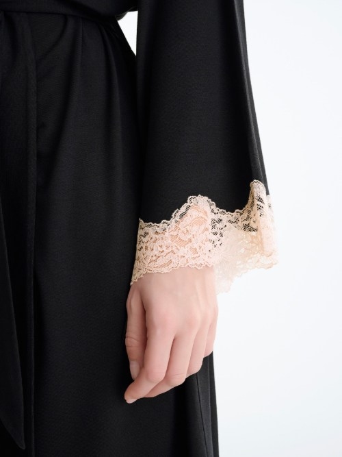 Lisca Nachtmode Tania schwarz kimono