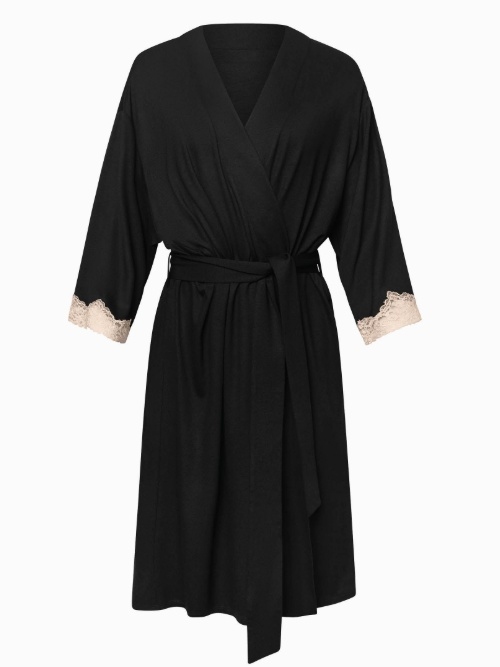 Lisca Nachtmode Tania schwarz kimono