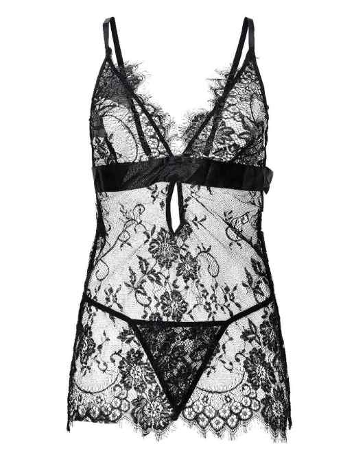 LingaDore Nacht 519 schwarz slipdress
