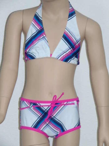 SHIWI KIDS PLAID White/Blue/Pink Bikini