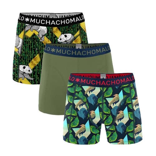 Muchachomalo panda/bird/solid grün/print boxer short