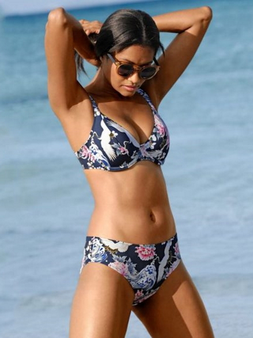 Rosa Faia Bademode Celine navy-blau/print unwattierter bikini bh Rosa Faia Bademode Celine navy-blau/print unwattierter bikini bh