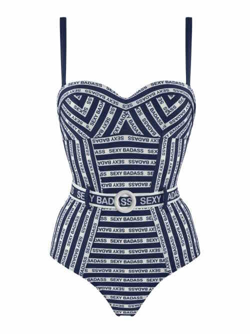 Marlies Dekkers Bademode Sexy Badass navy-blau/weiß badeanzüge Marlies Dekkers Bademode Sexy Badass navy-blau/weiß badeanzüge