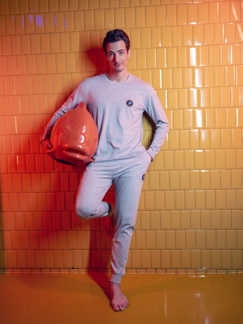 Ein Fisch namens Fred 120003 grey melange pyjamahose Ein Fisch namens Fred 120003 grey melange pyjamahose