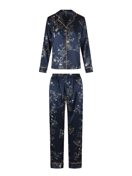 LingaDore Nacht SATIN navy-blau/print pyjama