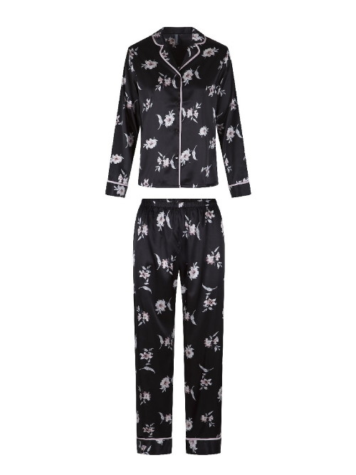 LingaDore Nacht SATIN schwarz/print pyjama