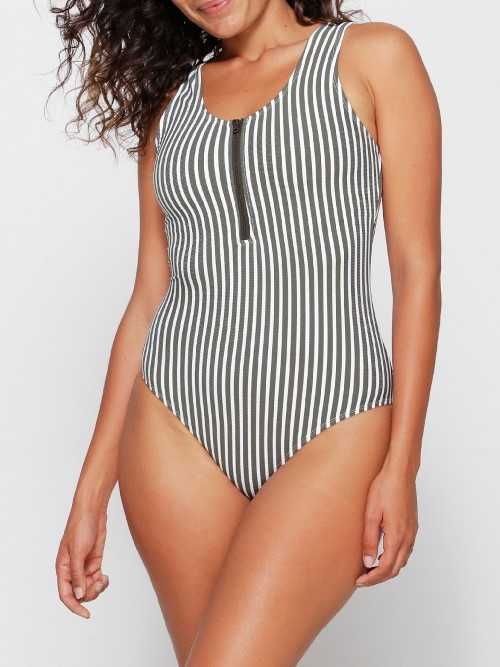 LingaDore Strand Summer Stripes grau/weiß badeanzüge