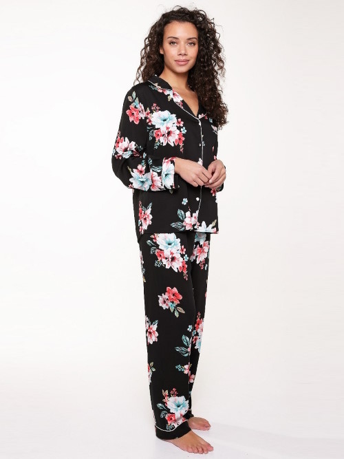 LingaDore Nacht Blossom schwarz/print pyjama LingaDore Nacht Blossom schwarz/print pyjama