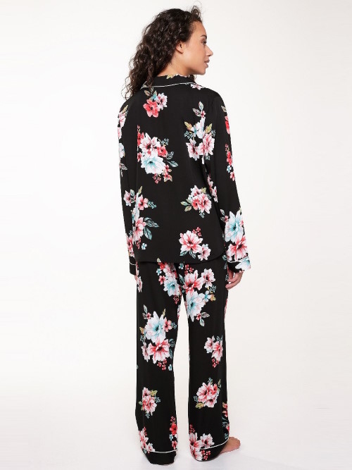 LingaDore Nacht Blossom schwarz/print pyjama LingaDore Nacht Blossom schwarz/print pyjama