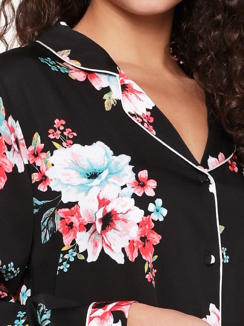 LingaDore Nacht Blossom schwarz/print pyjama LingaDore Nacht Blossom schwarz/print pyjama