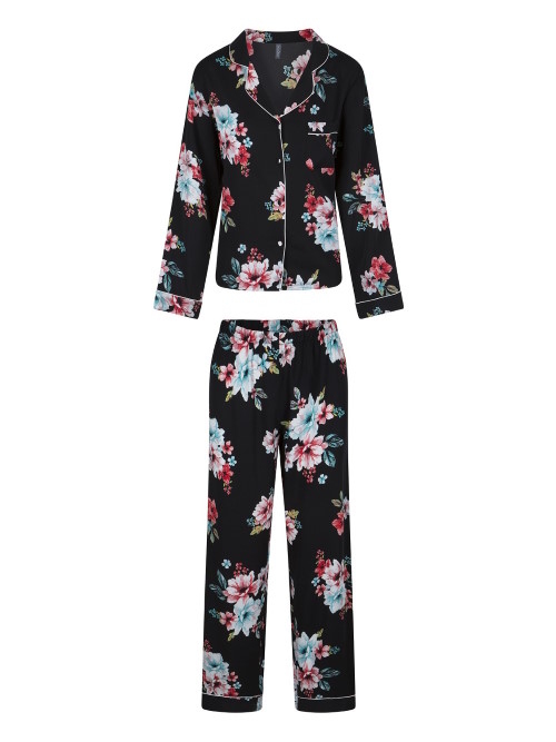 LingaDore Nacht Blossom schwarz/print pyjama LingaDore Nacht Blossom schwarz/print pyjama