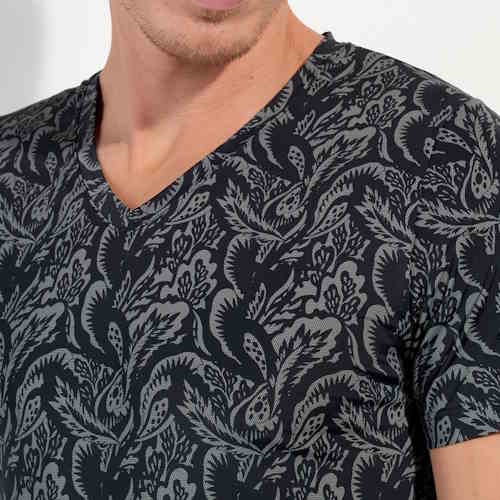 HOM Himeros schwarz/print shirt HOM Himeros schwarz/print shirt