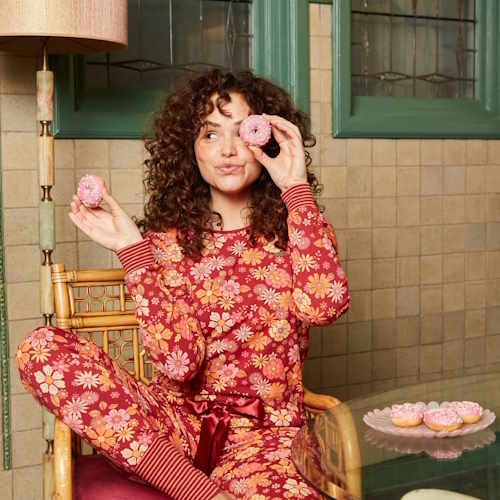 Charlie Choe Flower Power rot/print schlafshirt Charlie Choe Flower Power rot/print schlafshirt